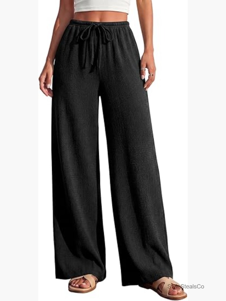Wide Leg Palazzo Lounge Pants With Pockets